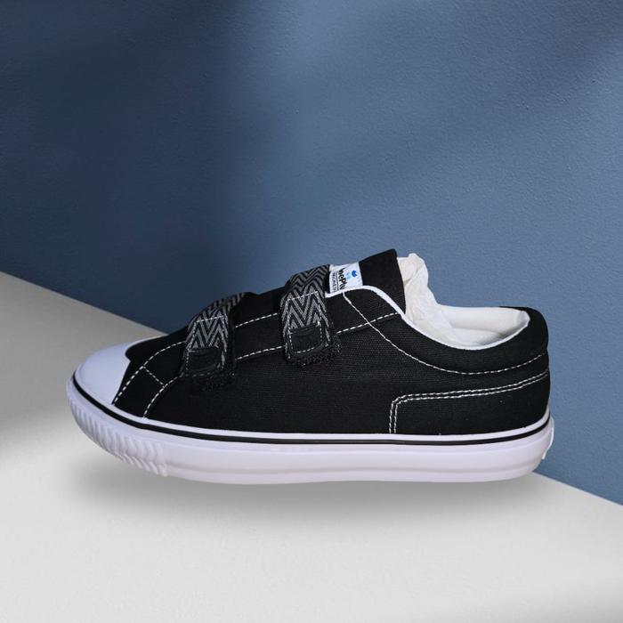 [OP2705] Ez-Step - Hitam Putih | Sepatu Kasual Aktif dengan Upper 100% Kanvas Cotton & Webbing Velcr