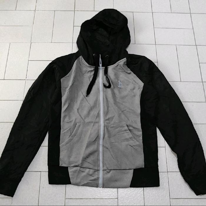 Jaket Sport Hoodie Zipper Hazzys Hitam Abu