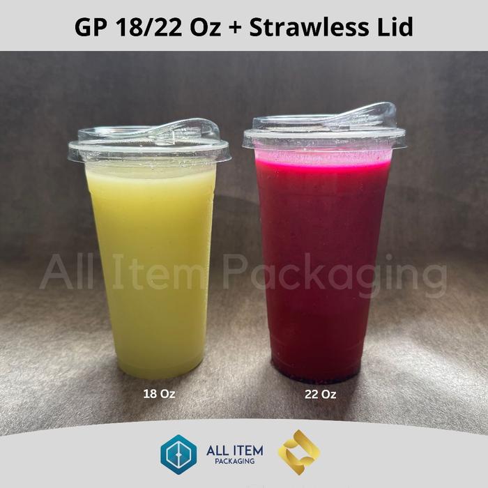 Safitiri Gelas Plastik Pp Rjm 18 Oz 22 Oz 7Gr 8Gr + Strawless Lid Rjm Imp @50 Pcs