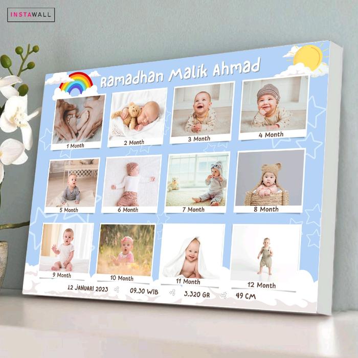 Biodata bayi 0 12 bulan cetak foto bingkai Biodata kelahiran bayi foto minimalis 12r Kolase Photowal