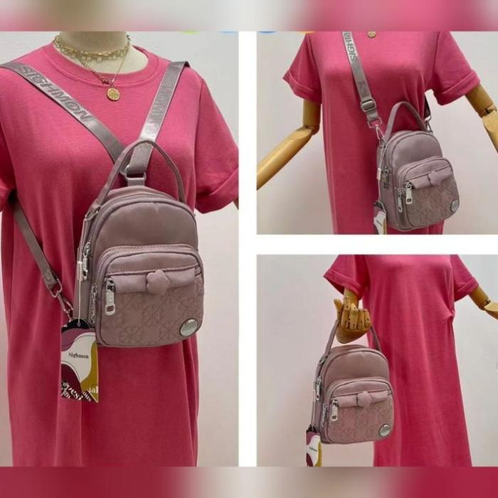 TAS WANITA ORI SIGHMON KANVAS 3in1 Ransel Slempang Jinjing SG1071 3Sleting