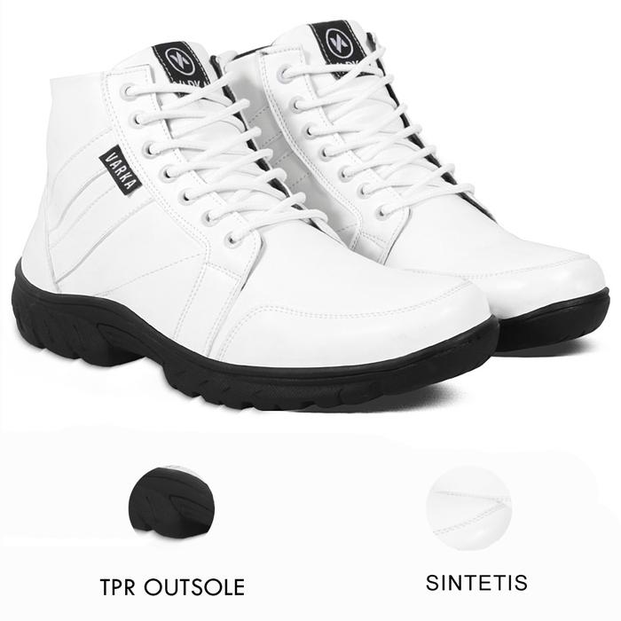 Sepatu Boots Pria V 5525 Brand Varka Sepatu Kets Kuliah Kerja Jalan Jalan Trendi Berkualitas - Putih