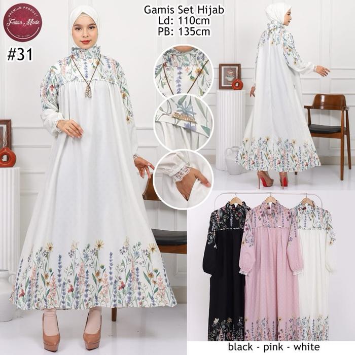 Alana gamis set hijab hijab persegi bahan presco