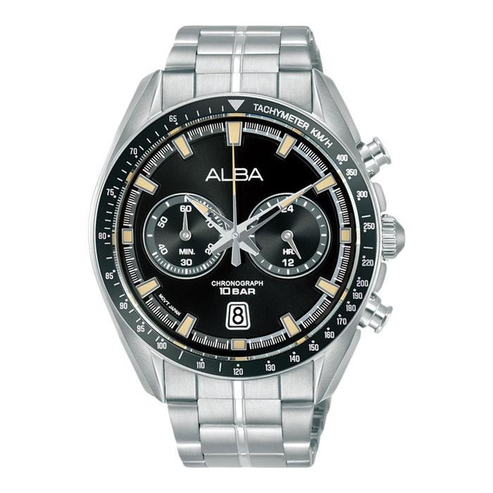 Alba Signa A4B015X1 Chronograph Men Black Dial Stainless Steel a4b015