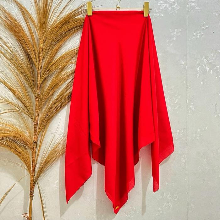Segiempat Merah Cabe Jumbo 130x130 ( FREE POUCH ) / Voal Merah Cerah Syar’i / Hijab Merah Cerah Jumb