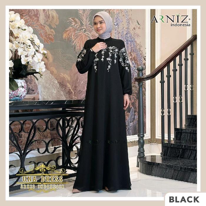 Una Dress Ceruty Premium By Arniz Collection Khusus hitam&putih
