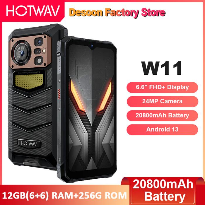 HOTWAV W11 Rugged Phone 6.6'' FHD+ Smartphone Android 13 Octa-Core