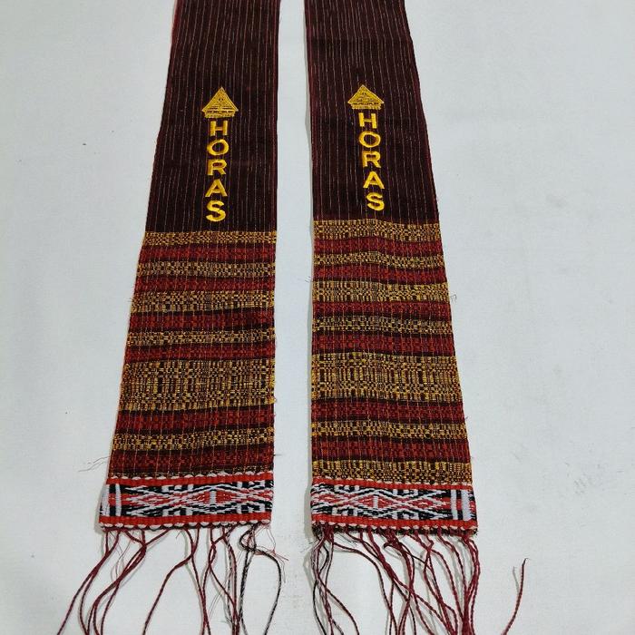 Scraf Ragii Hotang Etnik Batak Toba Syal Aksesoris Asli Tenunan Lebar 14cm Panjang 160cm Souvenir Kh