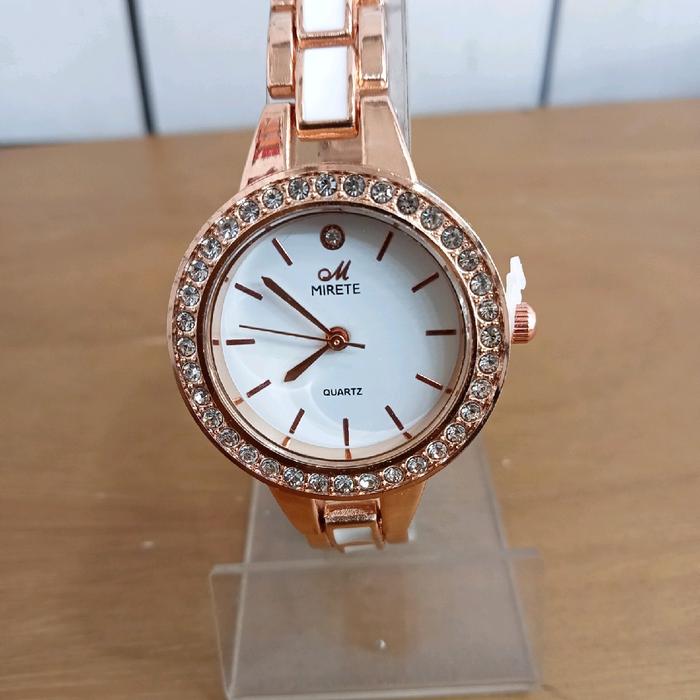 [COD]jam wanita mirete rosegold keramik putih