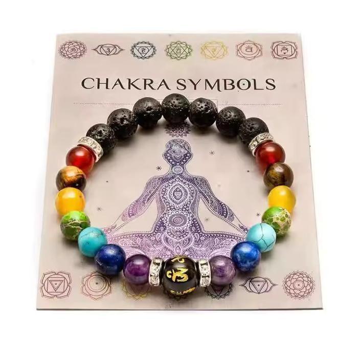 Gelang Batu Alam 7 Cakra  - Gelang Batu 7 Cakra Crystal Pria Wanita - Gelang Gemstone 7 Chakra