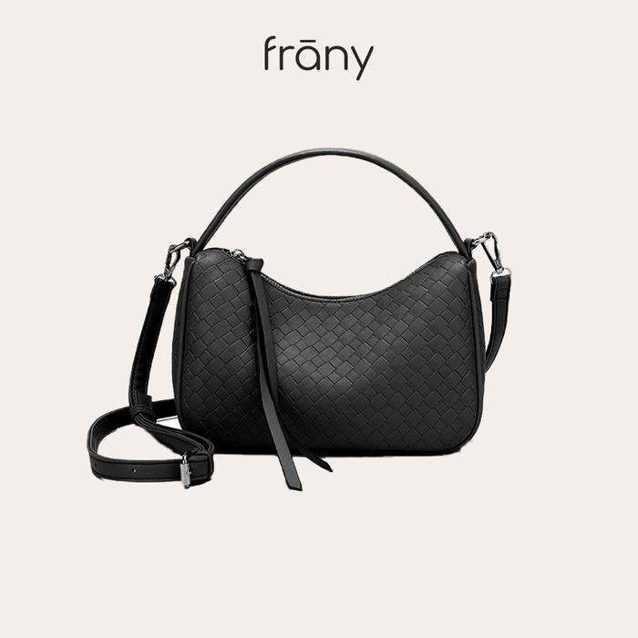 Frany Tas Selempang Wanita Bahan Kulit PU Shoulder Bag Bahu Sling Bag 2 in1 Motif Anyaman FR-FAA7024