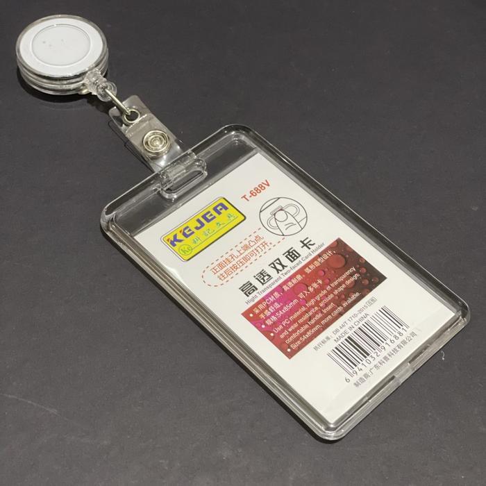 Tempat Kartu KEJEA ID Card IDcard bahan Akrilik Acrylic Kantor Nametag Name tag mika + YOYO Transpar