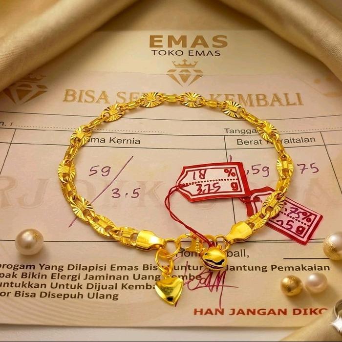 Gelang wanita pecah kopi 3 gr ada suratnya