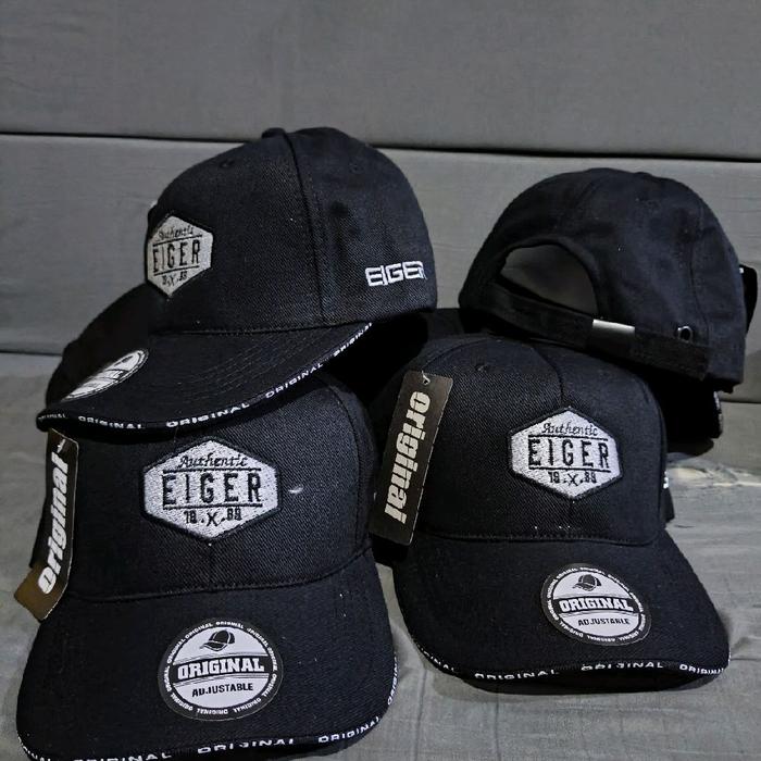 Eiger Topi Adjustable Hitam dengan Logo Eiger 1983 - Topi Pria Original dan Nyaman