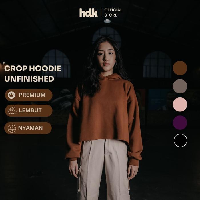 Hoodie Crop Wanita Unfinished Premium Polos | Fleece Tebal & Adem | Lokal Handmade | Hoodieku