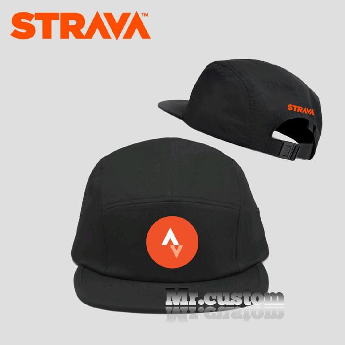 Topi 5 Panel Strava Logo/ Five Panel Running Maraton Casual Skena Dewasa