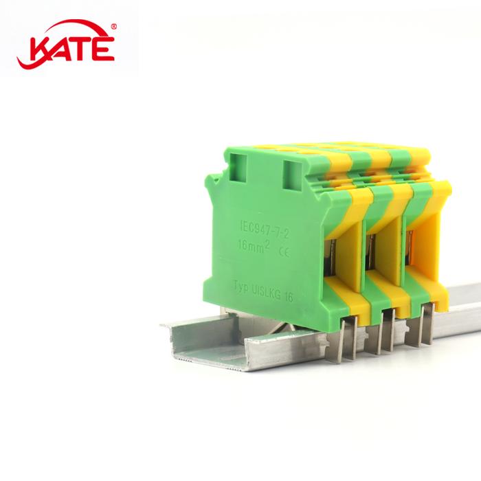 10 Buah USLKG16N Terminal Tanah 16mm ² DIN Terminal Rel Blok Kabel