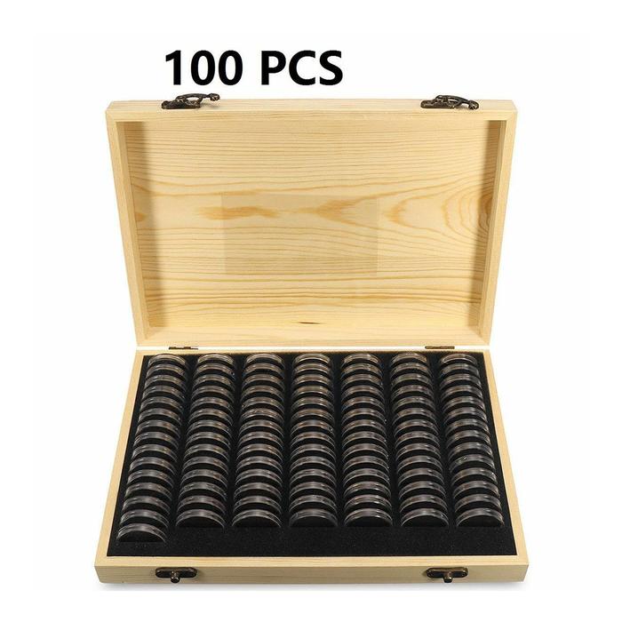 Adjustable Container Coin Storage Box Simple Capsules Wooden Display