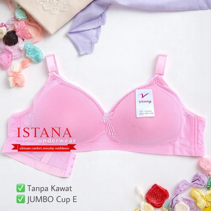 Bra Wanita Jumbo Cup E / Bh polos Cup Besar Tanpa Kawat