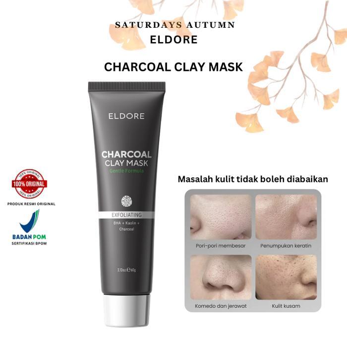 [BPOM] ELDORE Charcoal Exfoliating Clay Mask BHA - Masker Wajah Mengangkat Sel Kulit Mati