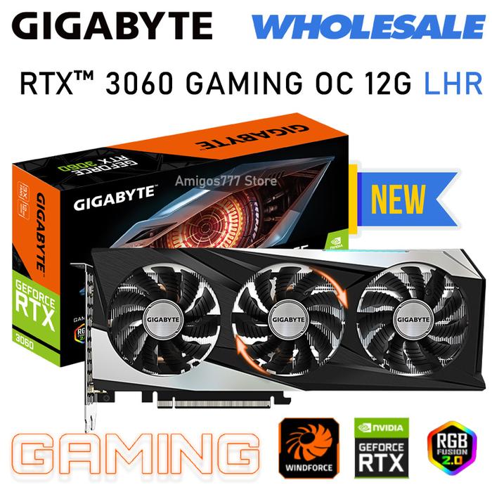 15000MHz GDDR6 Gigabyte Grafis GDDR6 Tiga Kipas RTX 3060 Kartu Video