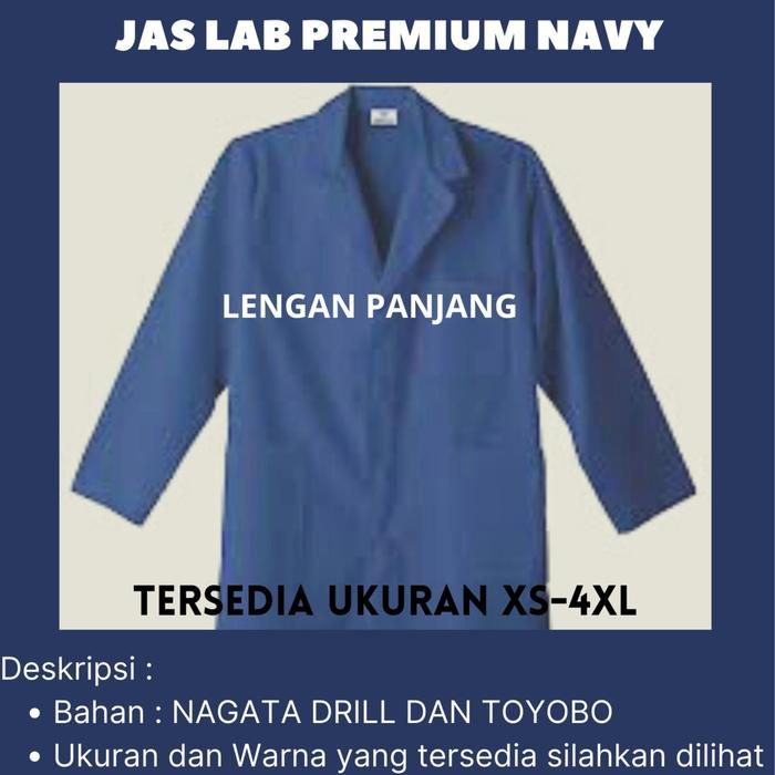 Jas Laboratorium Bahan Adem Warna Biru Navy