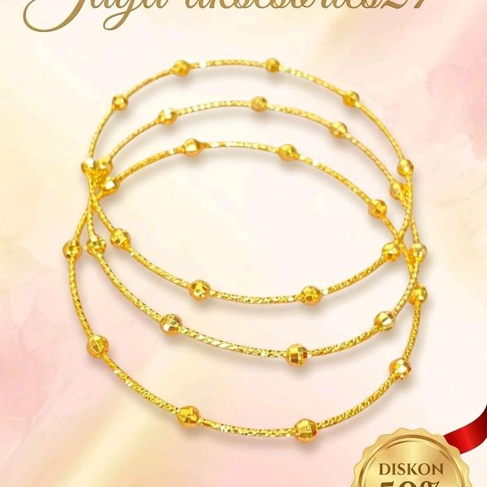Keroncong Biji Lada Wanita Remaja Isi 3pcs Bahan Titanium Asli Anti Luntur