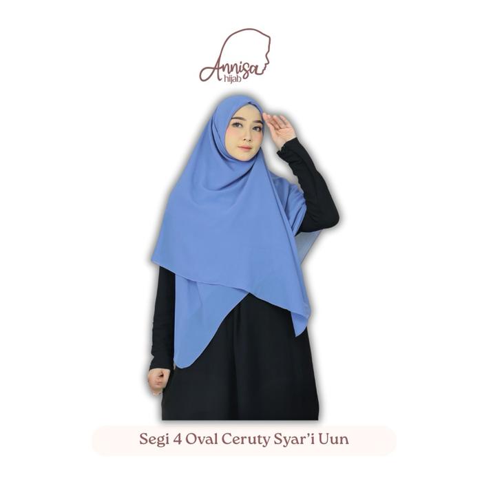 Annisa Hijab-Segiempat Jumbo Instan Oval Ceruty Baby Doll Syar’i Uun Size 130x130cm