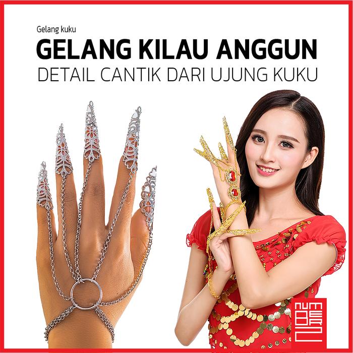 Gelang kuku jari aksesoris sari make up india cosplay drama tari tarian acara adat pengantin emas go