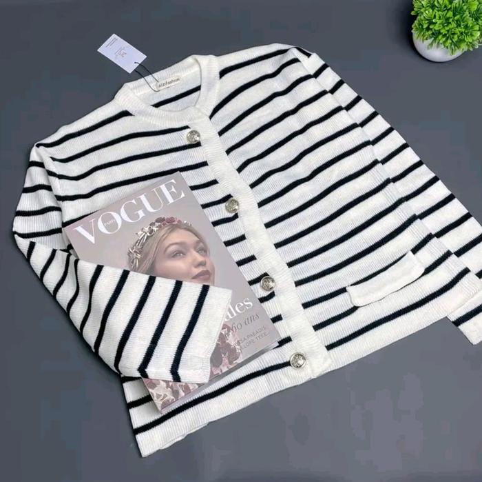 Cardigan RAJUT CASSIE STRIPE MODEL TOP KOREA STYLE PREMIUM Wanita Tebal Knitwear Atasan cdl jersey