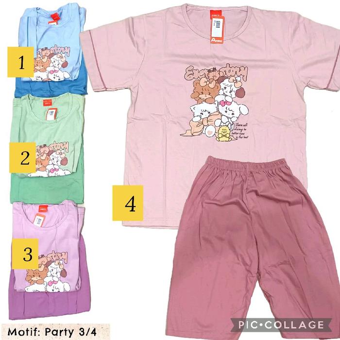 Piyama Babydoll Amro Celana Pendek 3/4 All Size Dewasa M-L Home Wear Baju Tidur Rumahan Murah Grosir