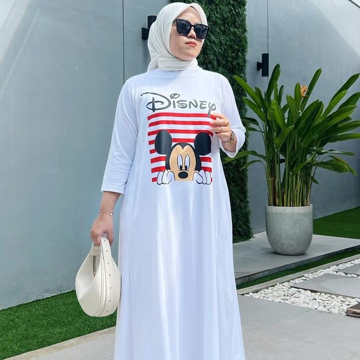 Gamis kaos merah putih athayaa