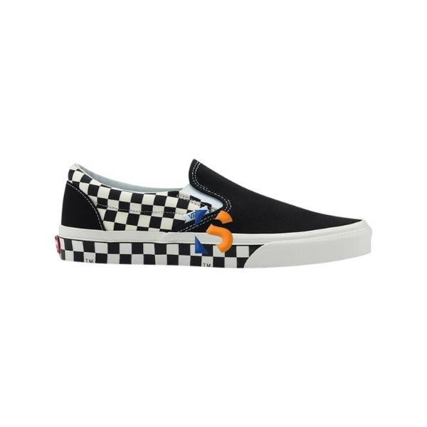 SEPATU SNEAKER VANS SLIP ON CLASSIC SIDEWALL CHECKERBOARD BLACK WHITE