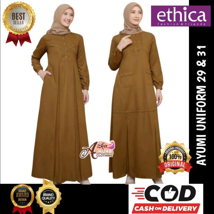 Ethica Baju Gamis PNS Seragam Pemda - Dress PNS Wanita Hamil - Baju Gamis Pemda - Seragam Guru Kheki