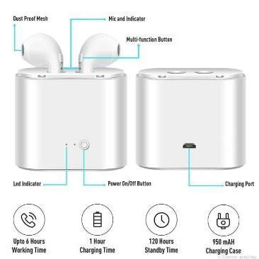 AVEN Earphone HBQ i7S TWS Twins Wireless Headset Bluetooth Mini V4.2 Stereo Super Bass