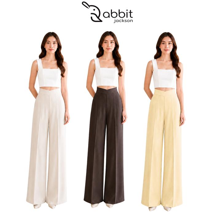 Rabbit Jackson - Celana Highwaist Kendall Pants Kulot Panjang Wanita Bahan Semiwool Premium