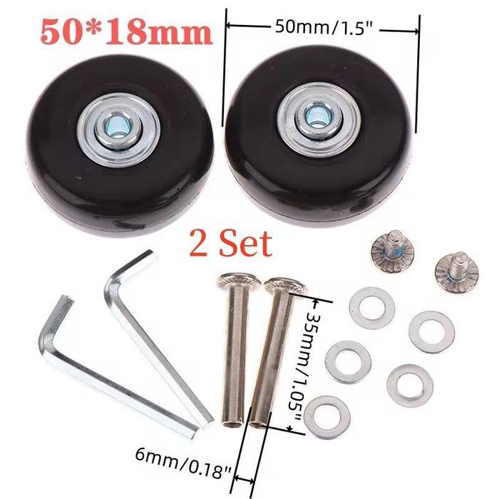 2pcs/set Pengganti Roda Koper 40/45/50mm Kit Spare Parts Wheel for Suitcase Replacement Detachable S