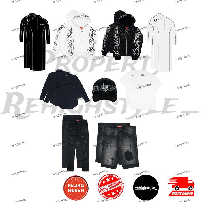 LUCIUS GAMIS - ALL COLOURS / LUCIUS GAMIS BLACK / WHITE / ZIP HOODIE DIAMOND DUST BLACK / WHITE / KE