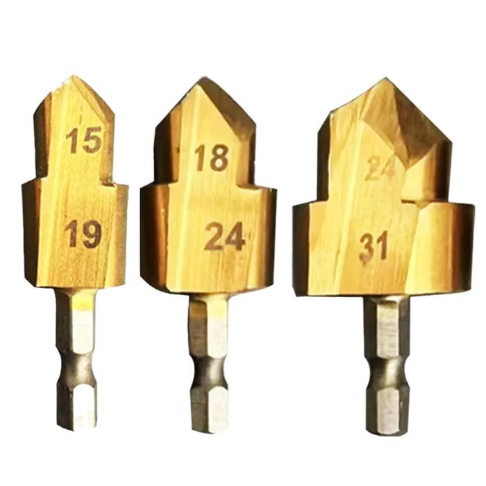 3Pcs Water Pipe Expansion Drill Bit 6.35mm Hexagonal Shank Punching Tool For Plumber Repairing Power