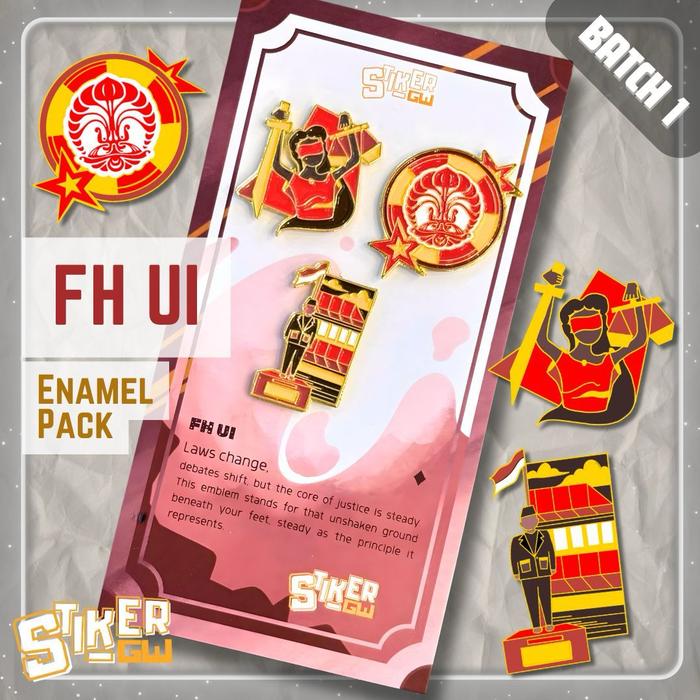 [BERIZIN RESMI] Enamel Pack UI – FH | 3 Enamel Pin Fakultas Hukum Universitas Indonesia | StikerGW