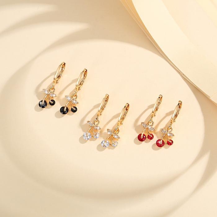 Lm833 Anting Titanium Wanita Ceri Anti Karat Dan Anti Luntur Asli Dewasa Kristal Jewerly