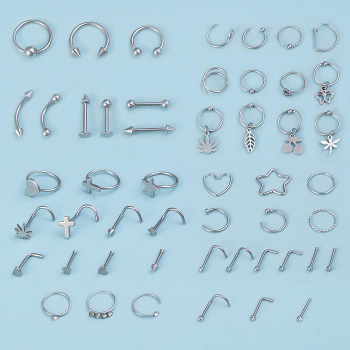 Piercing Jewelry Kit Stainless Steel Nose Ring Eyebrow Lip Piercing Rings Cartilage Daith Helix Earr