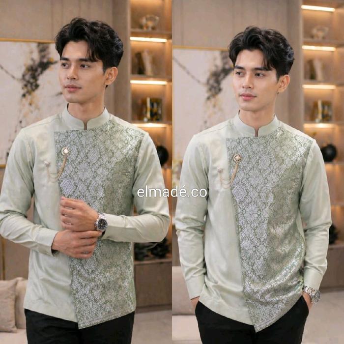 KEMEJA SONGKET BASEKAP PRIA ATASAN KEMEJA SONGKET PRIA - baju kemeja basekap pria kekinian atasan ke