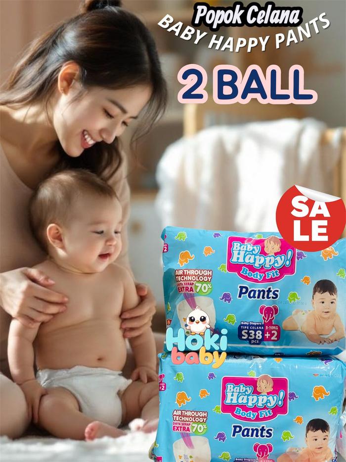 BABY HAPPY PANTS BODY FIT PAKET <2 BALL> S40, M32, L28, XL26, XXL24 popok pampers nb pom poko Bayi m