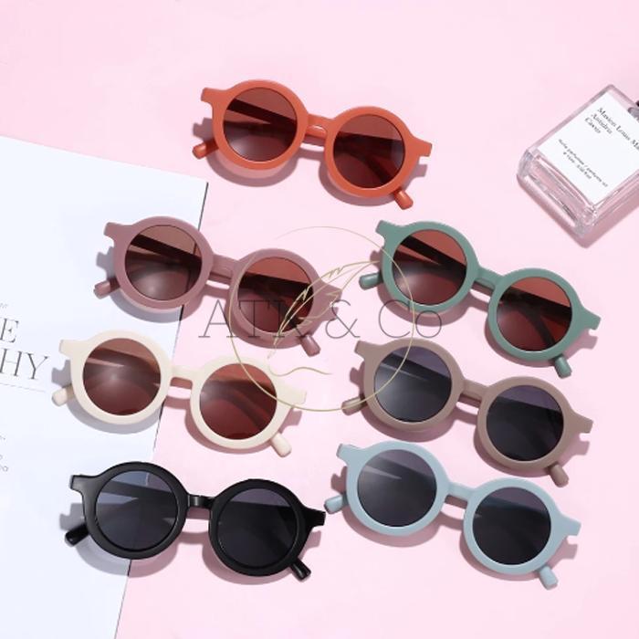 GRATIS ONGKIR Kacamata Hitam Bulat Anak Bayi Fashion - Kaca Mata Doff Import