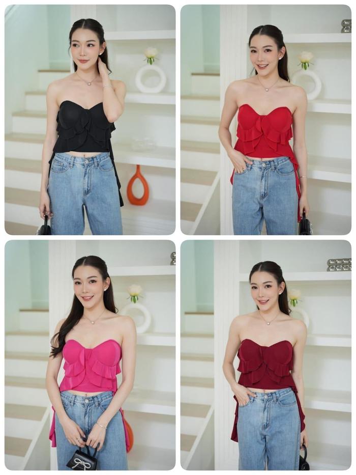 Jms - 638 SB Atasan Wanita Sexy dengan Kemben Rumbai Kekinian & Cup Bra Ideal untuk Party