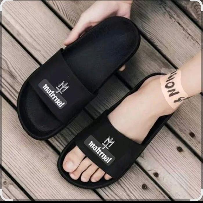 sandal mrek stigma hitam slop dewasa kekinian