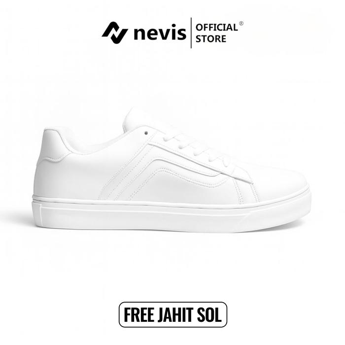 NEVIS Sepatu Sneakers Casual Pria Wanita Orlando Full White Putih Polos 37-44 Shoes Snekers Kasual S