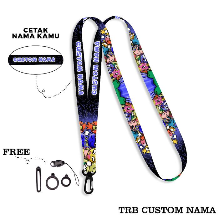 Lanyard Custom Nama Free Oring Holder  Lanyard Custom Satuan Tali Hp Gantungan Strap Phone Aesthetic