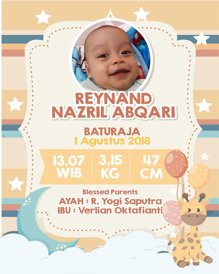 Biodata Kelahiran Bayi - Frame Biodata Anak (Tanpa Bingkai)